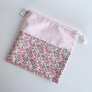 Bolsita Colación Flores y Vichy Rosada