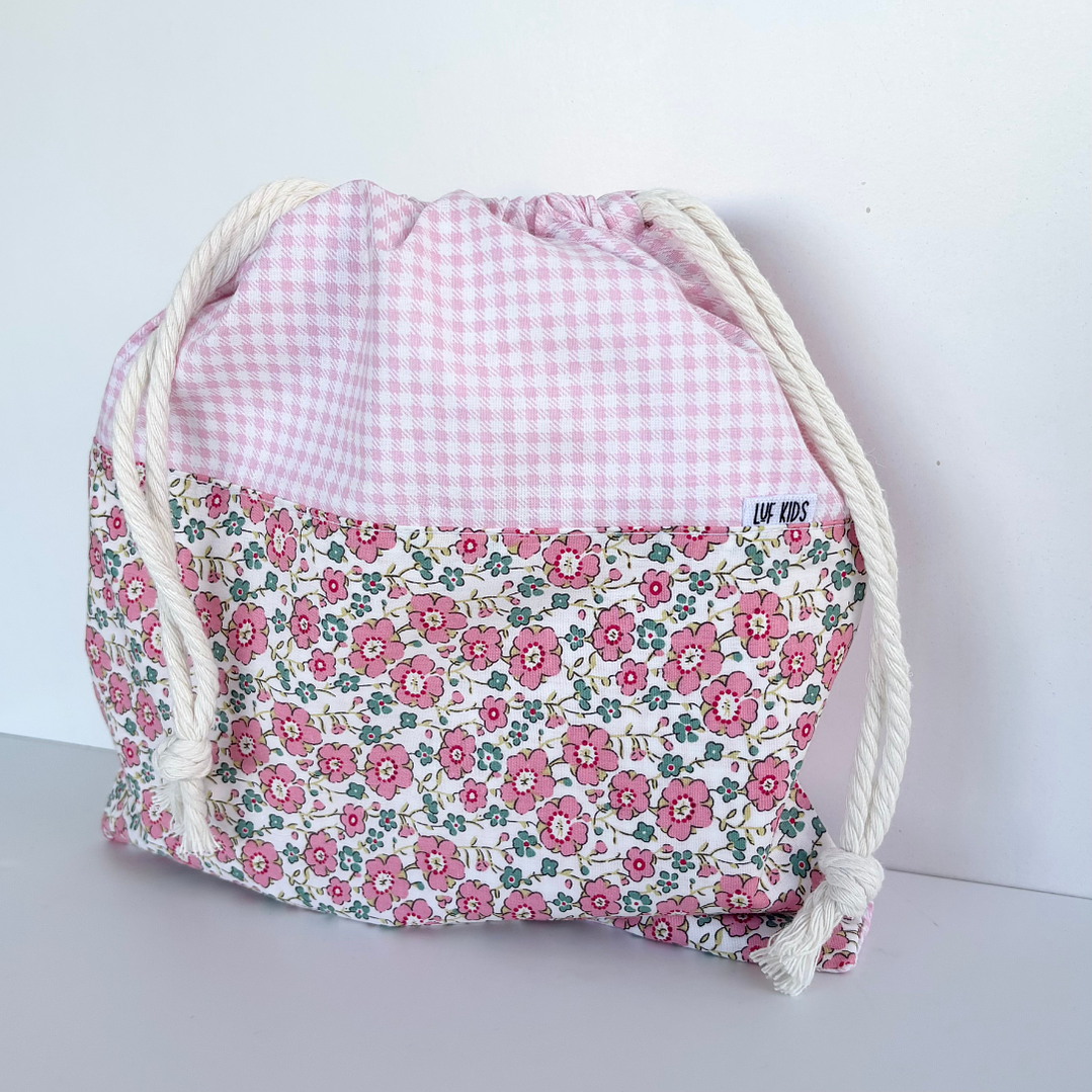 Bolsita Colación Flores y Vichy Rosada 4