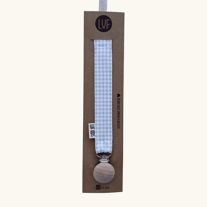 Porta Chupete Individual Vichy Beige 1