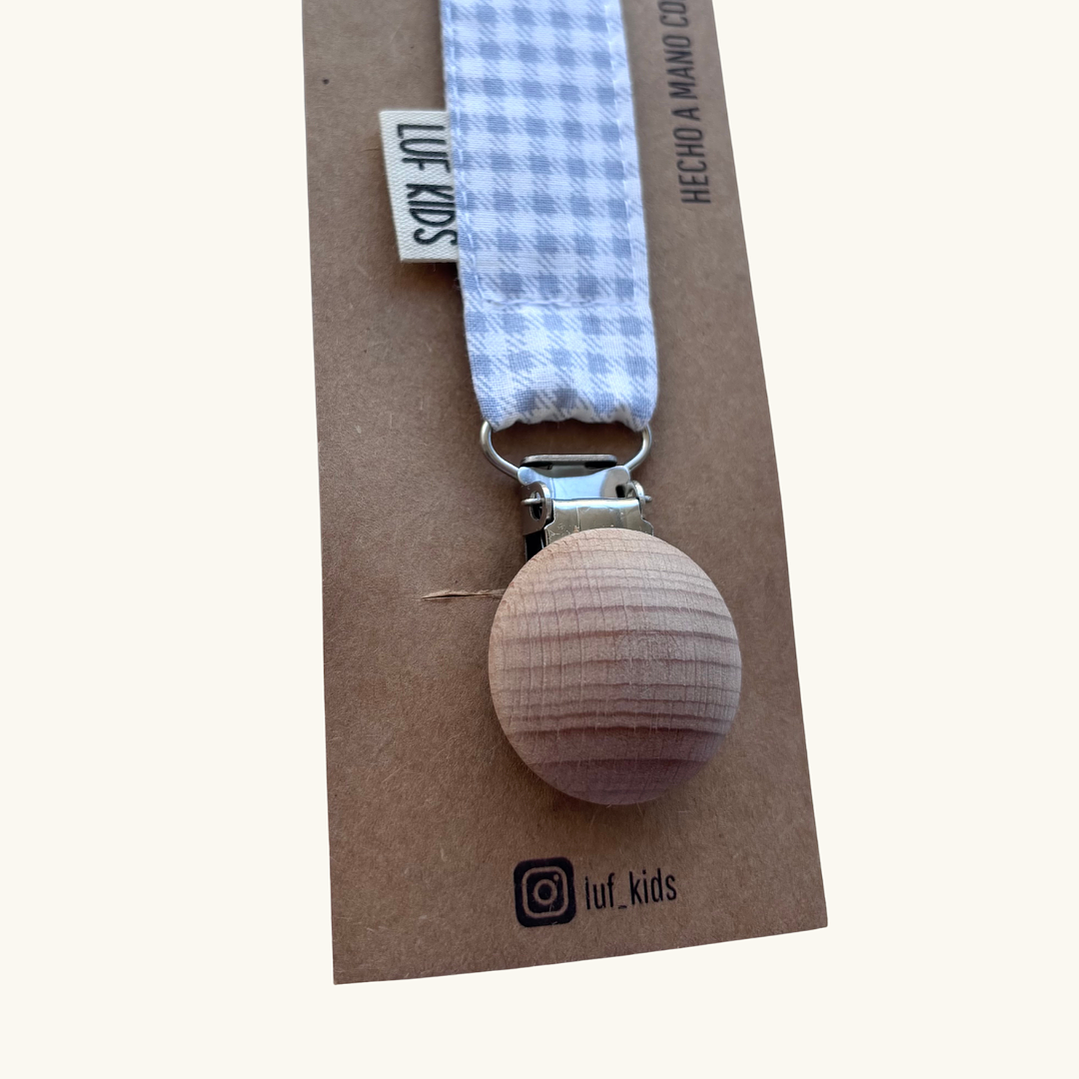 Porta Chupete Individual Vichy Gris 2