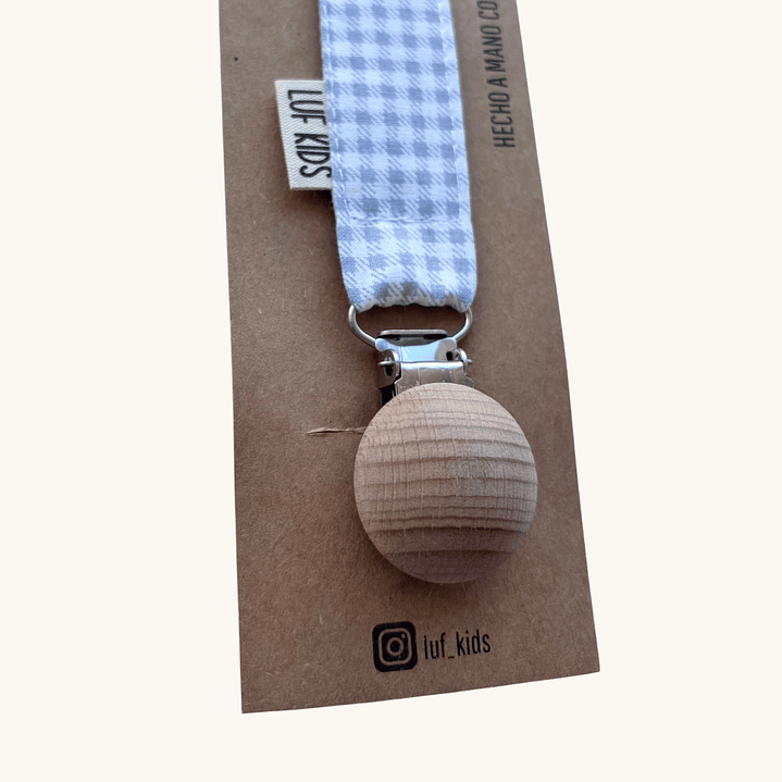 Porta Chupete Individual Vichy Gris 2