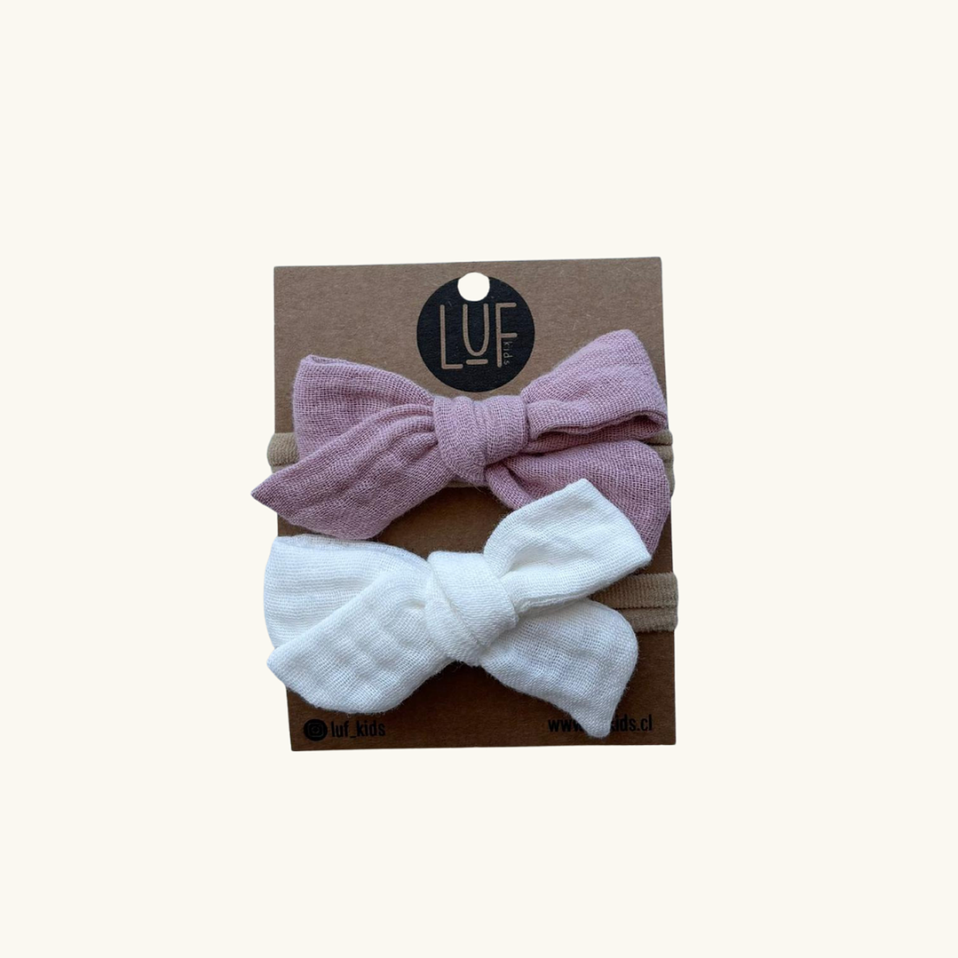 Pack x2 Cintillos Muselina Crudo y Rosa Viejo 1