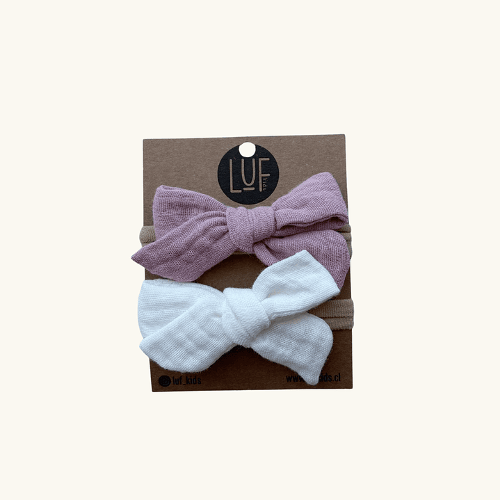 Pack x2 Cintillos Muselina Crudo y Rosa Viejo 1