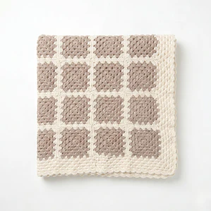 Manta de Crochet 100% Algodón Beige y Crudo 