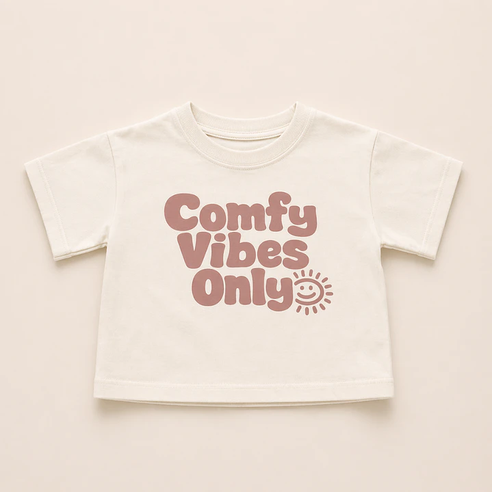 Polera Oversize “Comfy Vibes Only” Crudo — BITA 1