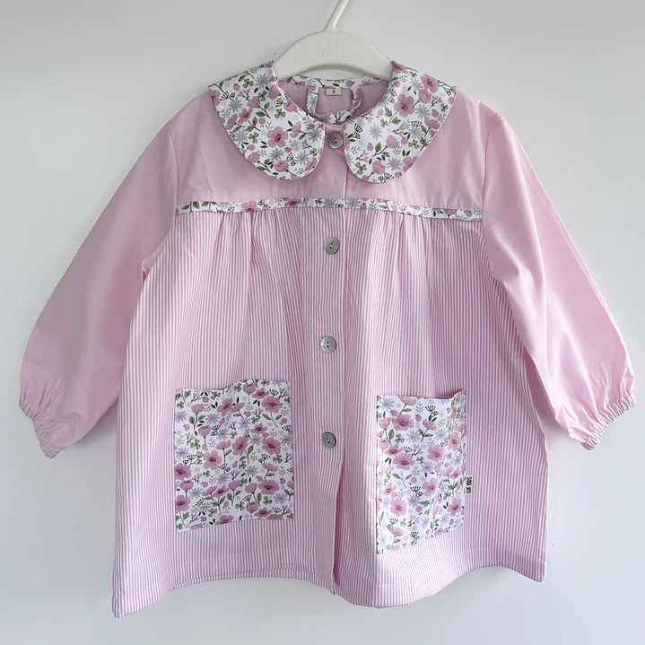 Delantal Flores - Rayas Rosado 1