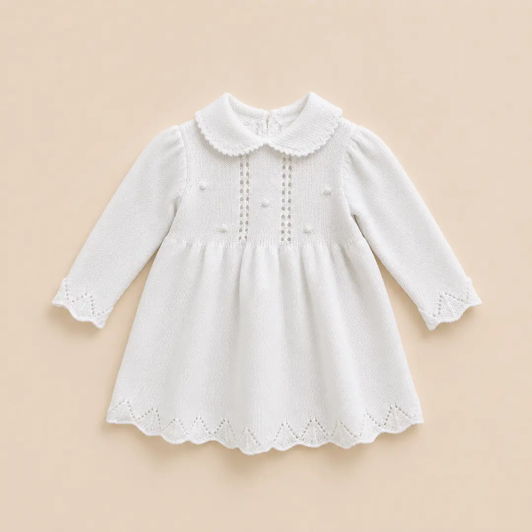Vestido Alba Tejido Blanco - Emilia Mía 1