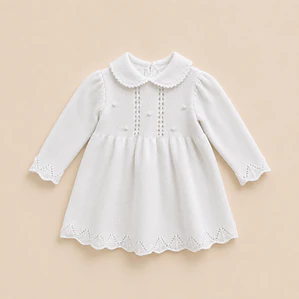 Vestido Alba Tejido Blanco - Emilia Mía