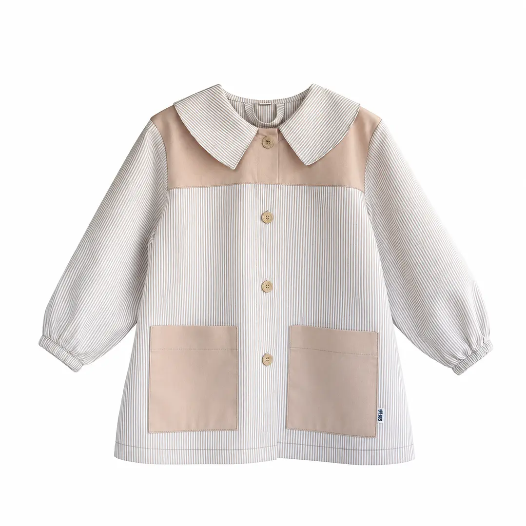 Delantal Rayas Beige - Luf Kids 1