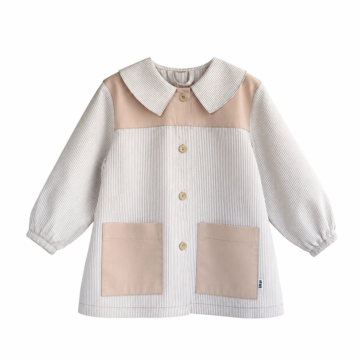 Delantal Rayas Beige - Luf Kids 1