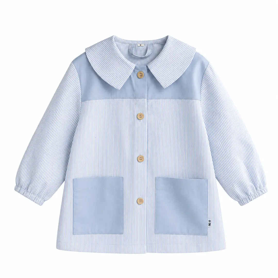 Delantal Rayas Celeste - Luf Kids 1