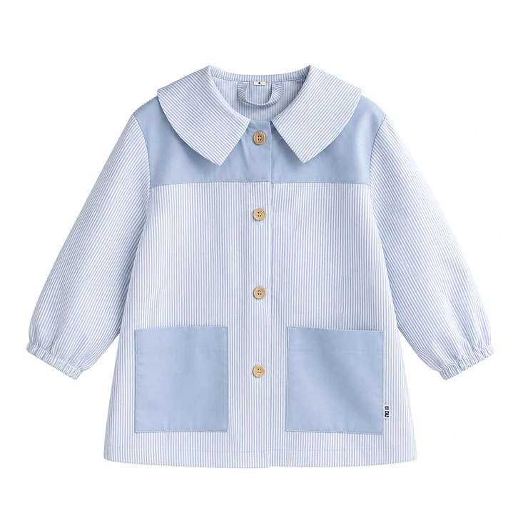Delantal Rayas Celeste - Luf Kids 1