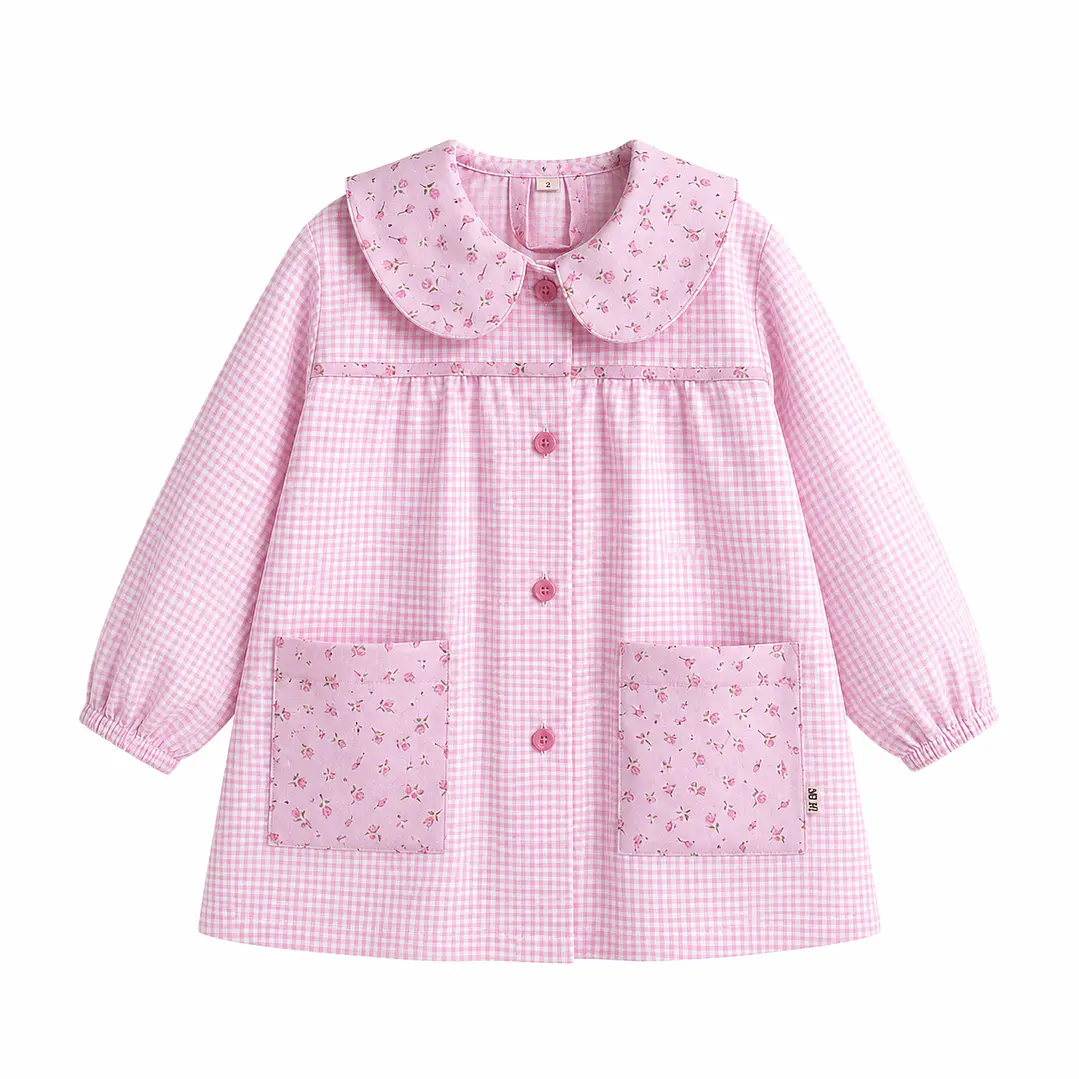 Delantal Rosas - Vichy Rosado - Luf Kids 1