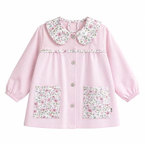 Delantal Flores Rayas Rosado  - Luf Kids