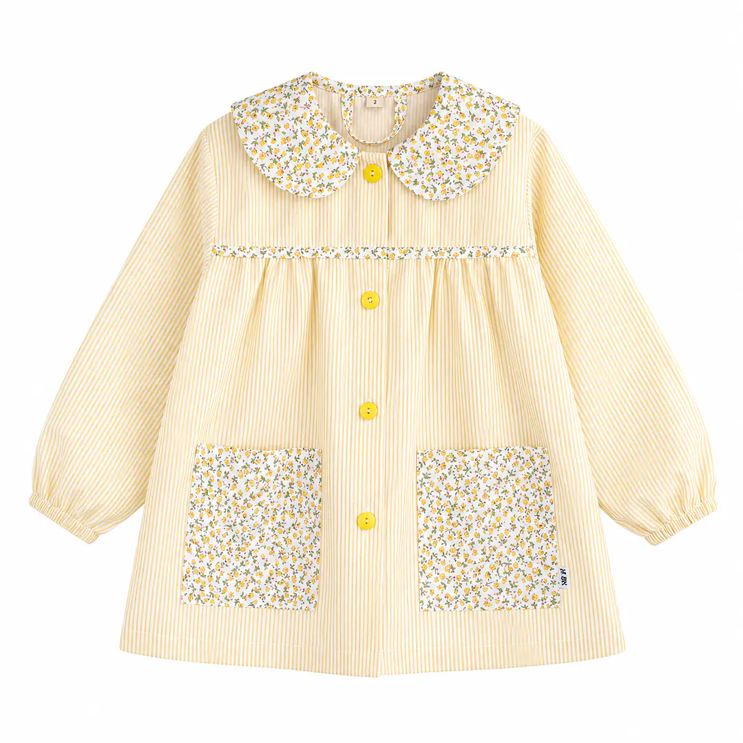 Delantal Flores Rayas Amarillo - Luf Kids 1