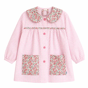 Delantal Flores Vichy Rosado - Luf Kids