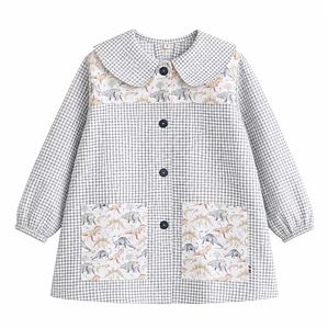 Delantal Dinos Vichy Gris - Luf Kids