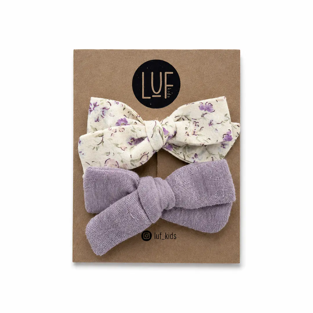 Lazos Dominga Pequeñas Flores Moradas (colet) - LUF kids 1