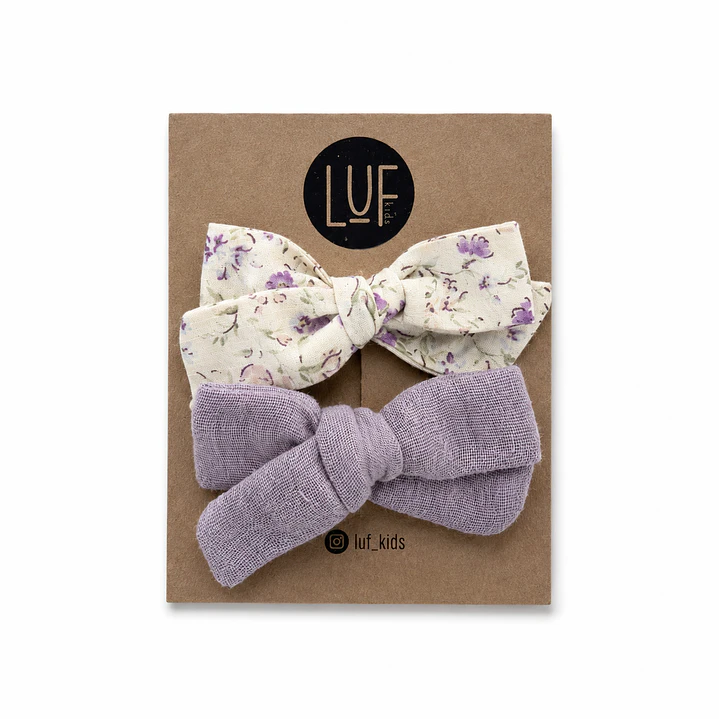 Lazos Dominga Pequeñas Flores Moradas (colet) - LUF kids 1