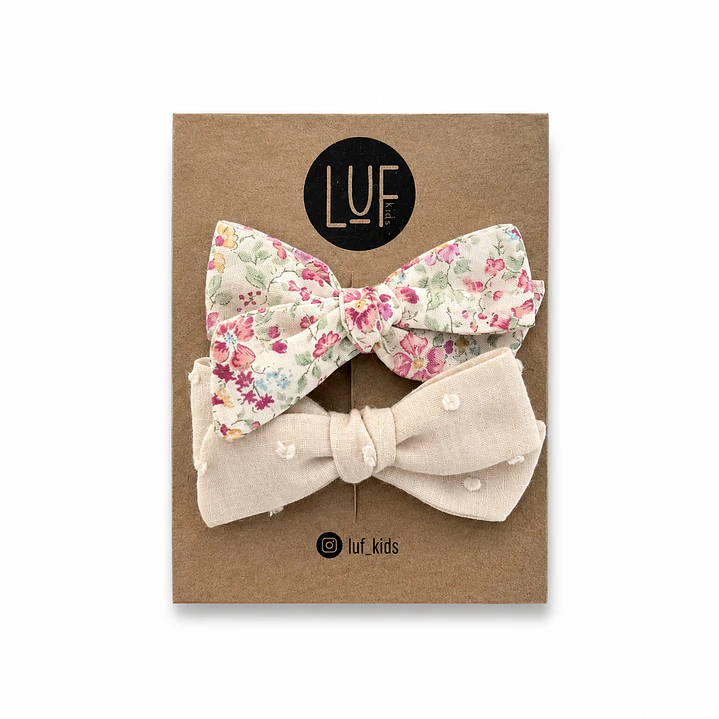Lazos Dominga Flores Rosadas (pinche) - LUF kids 1