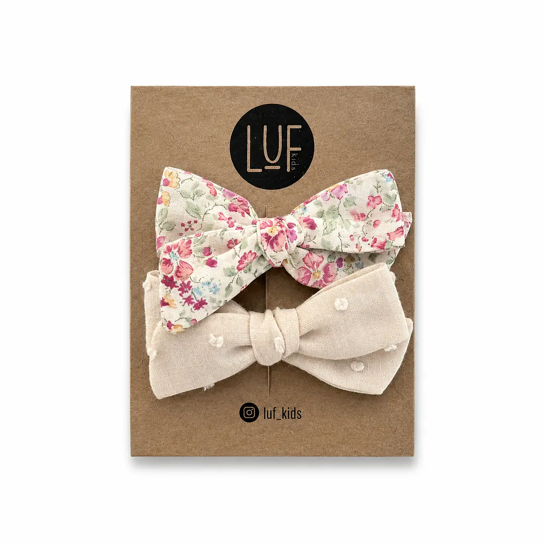 Lazos Dominga  Flores Rosadas (colet) - LUF kids 1