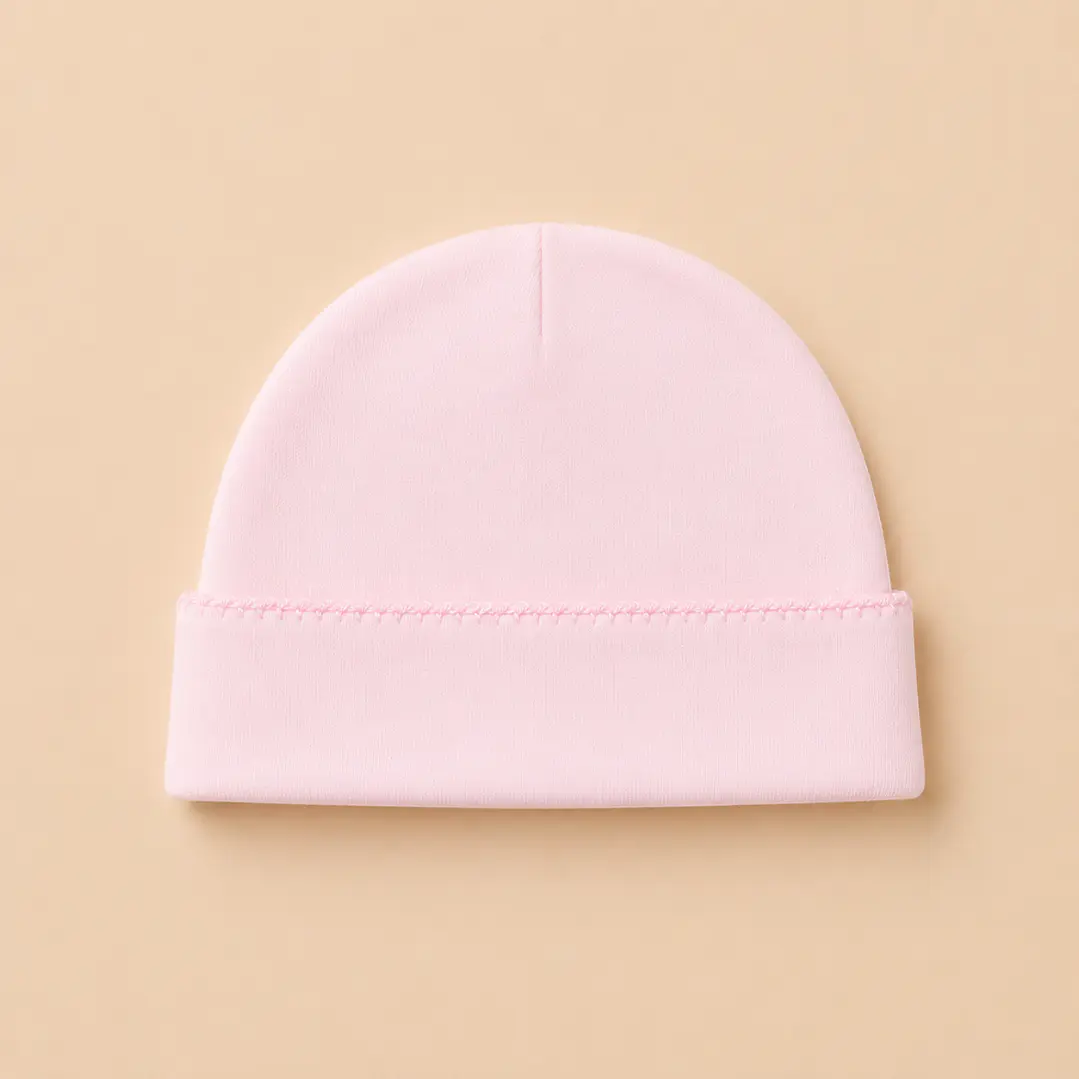 Gorro Primera Puesta Algodón Pima Rosado bordado Rosado - Emilia Mia 1