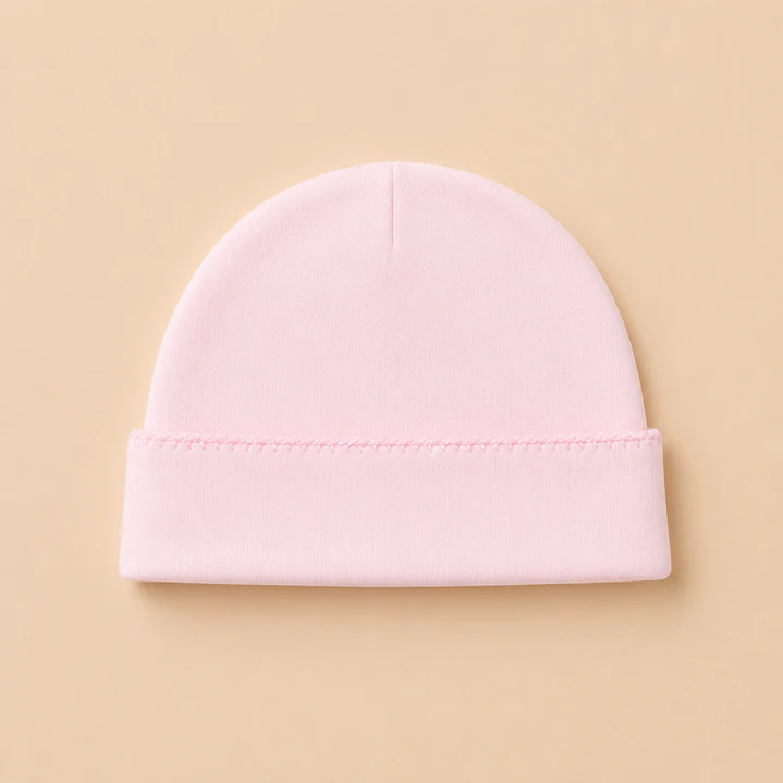 Gorro Primera Puesta Algodón Pima Rosado bordado Rosado - Emilia Mia 1