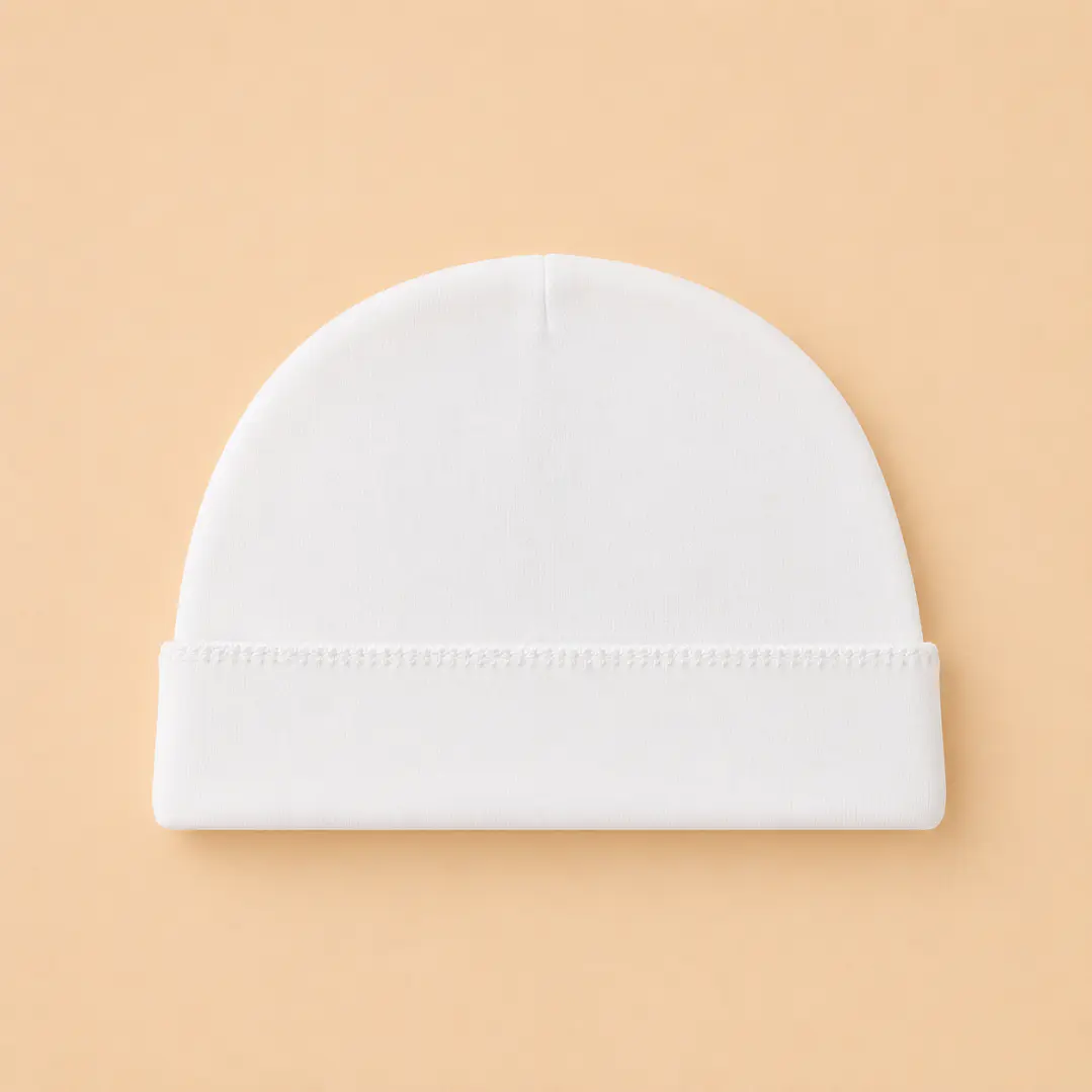 Gorro Primera Puesta Algodón Pima Blanco bordado Blanco - Emilia Mia 1
