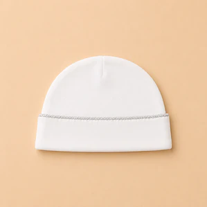 Gorro Primera Puesta Algodón Pima Blanco bordado Gris - Emilia Mia
