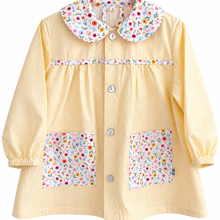 Delantal Flores Rayas Amarillo - Luf Kids 1