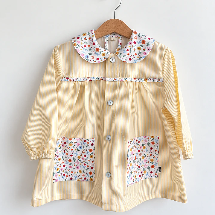 Delantal Flores Rayas Amarillo - Luf Kids 3