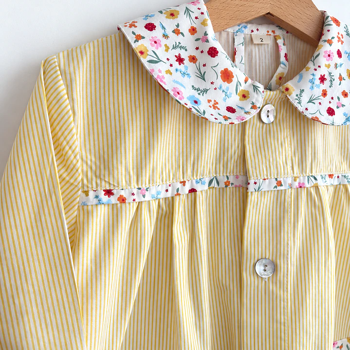Delantal Flores Rayas Amarillo - Luf Kids 2