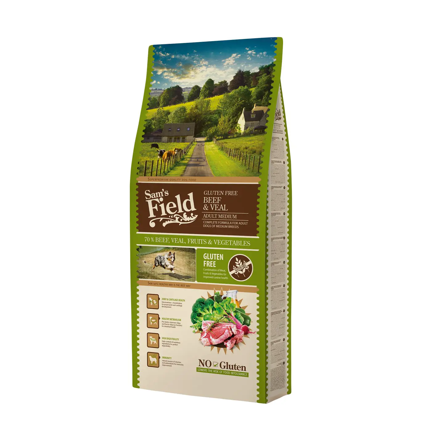 Sam's Field Glúten Free Bovino & Vitela Adulto Médio 13Kg 1