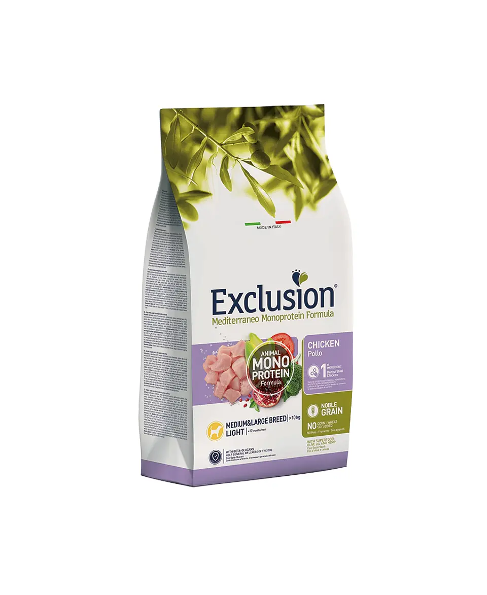 Exclusion Noble Grain Light Frango Média & Grande 12Kg 1