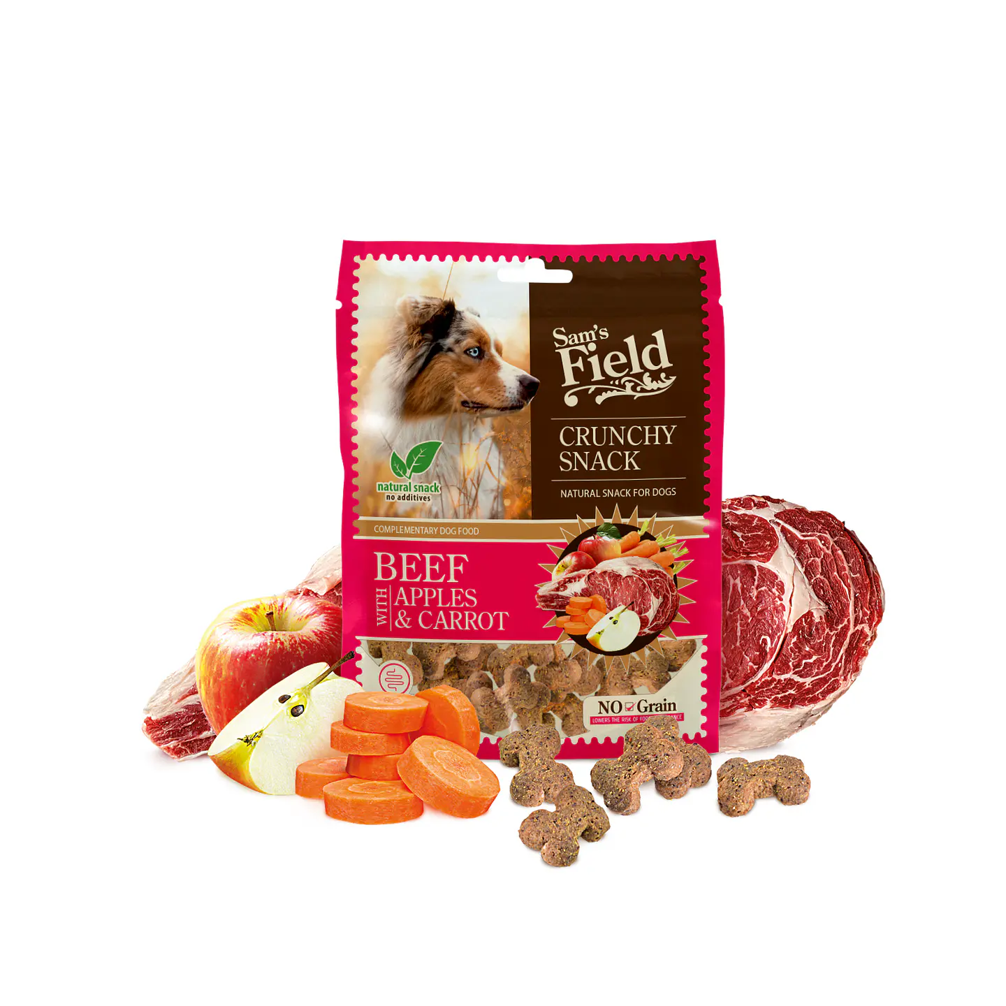 Sam´s Field Crunchy Snack Beef With Apples & Carrot 200g 1