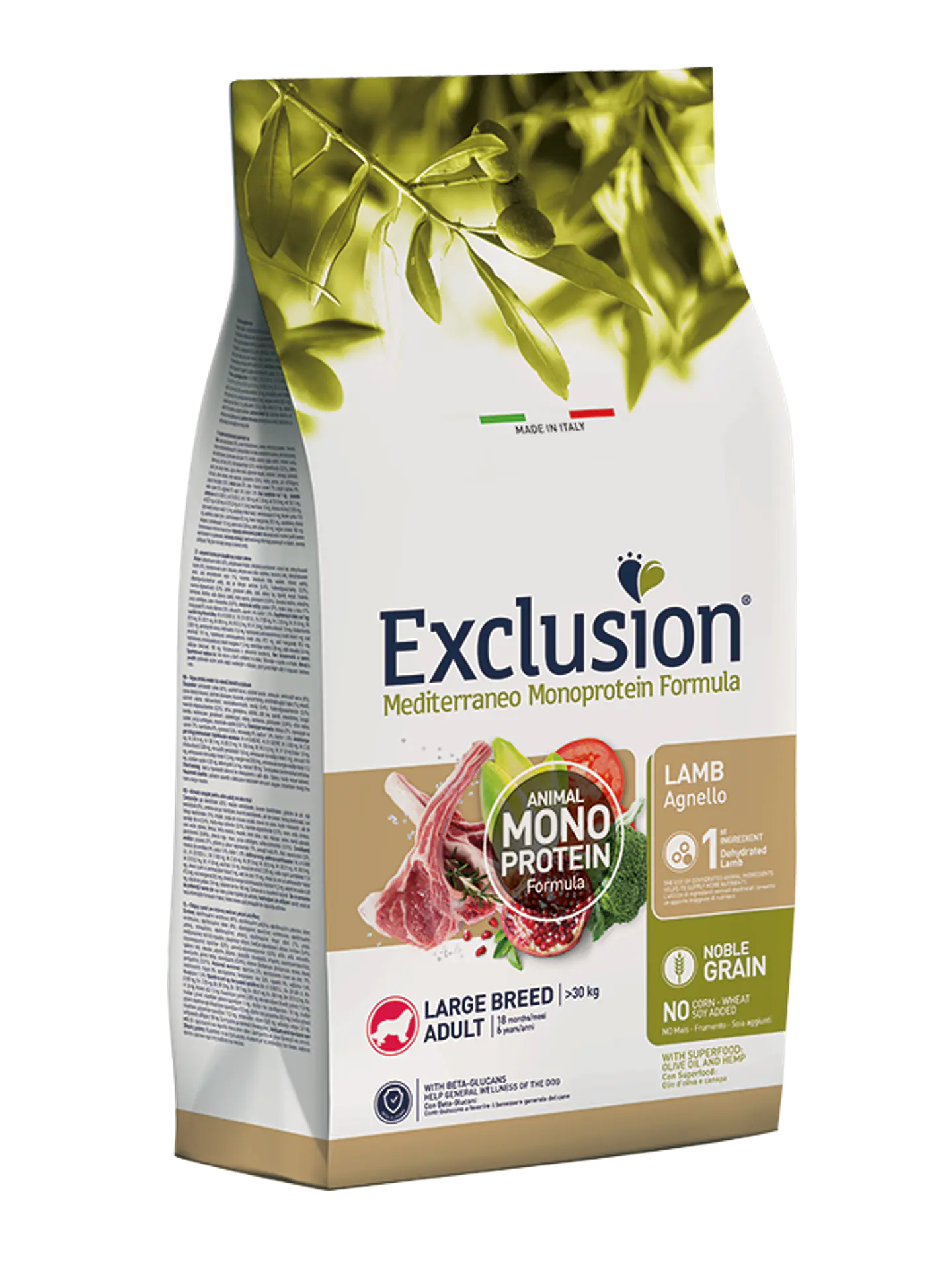 Exclusion Noble Cordeiro Cão Adulto Raça Grande 12Kg 1