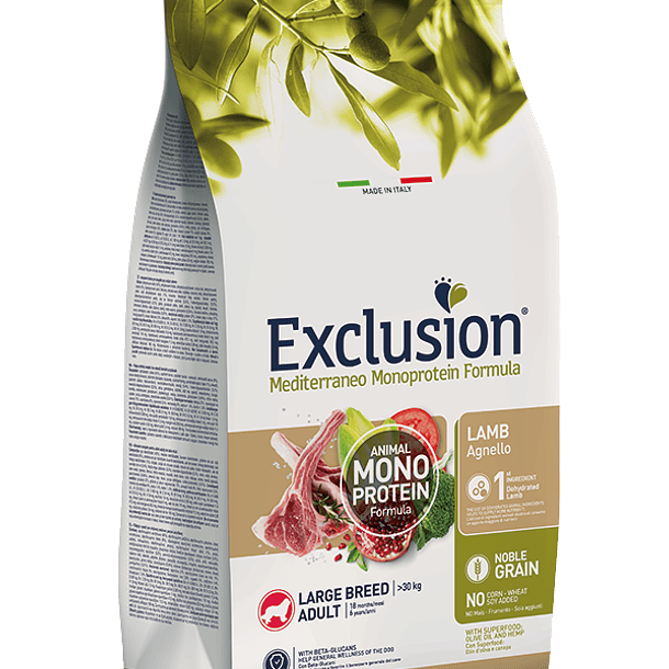 Exclusion Noble Cordeiro Cão Adulto Raça Grande 12Kg