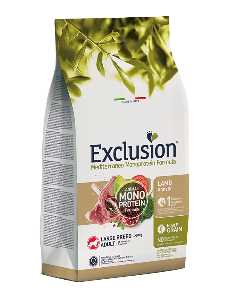 Exclusion Noble Cordeiro Cão Adulto Raça Grande 12Kg 1