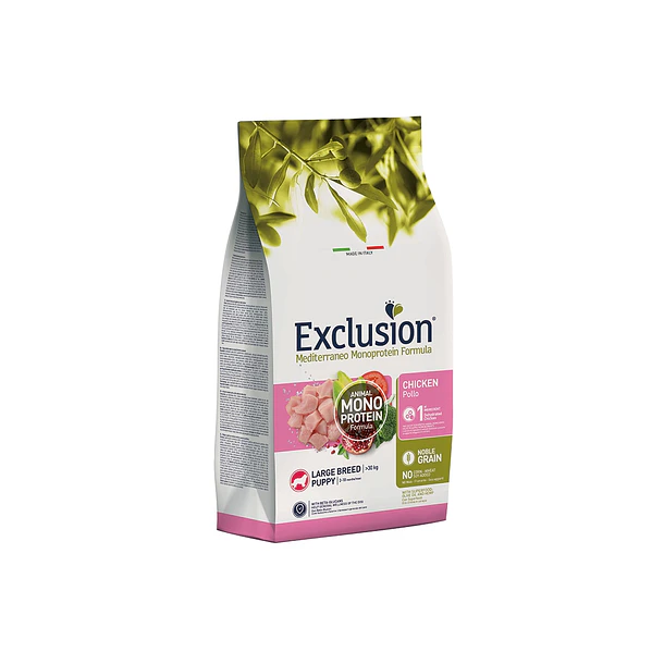 Exclusion Noble Grain Frango Cachorro de Raça Grande 12Kg 1