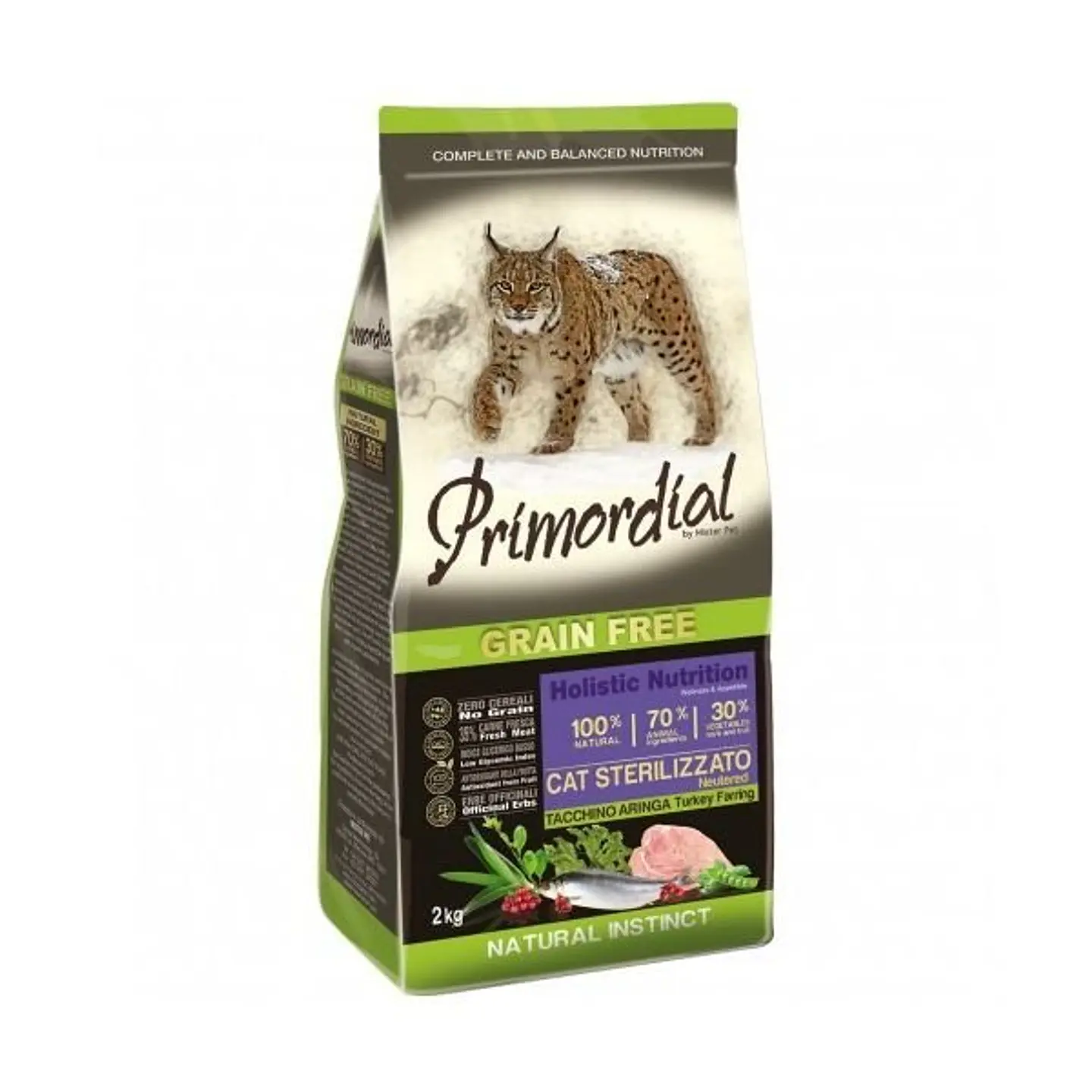 Primordial Sem Cereais Perú & Arenque p/ Gato Esterilizado 2Kg 1