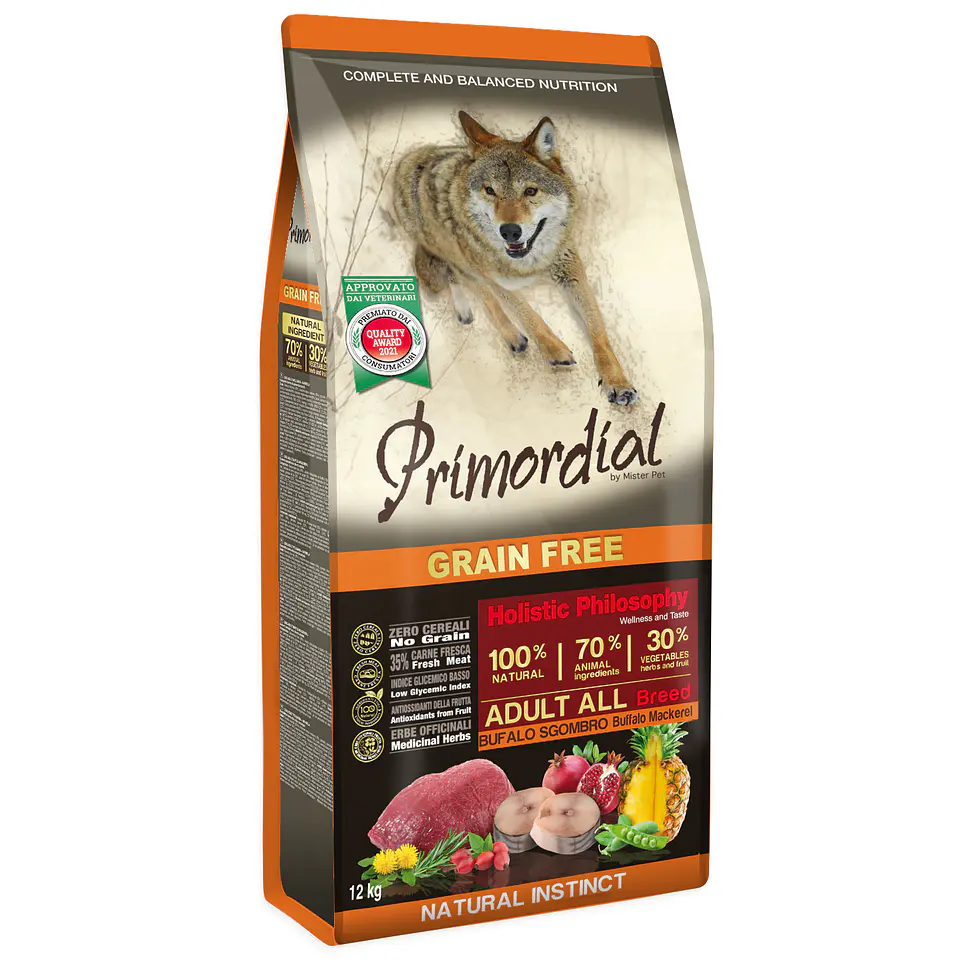 Primordial Sem Cereais Búfalo & Cavala 12Kg  1