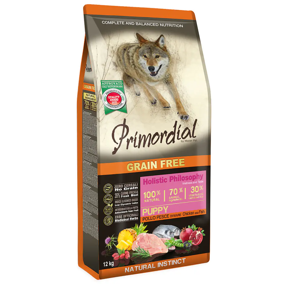 Primordial Sem Cereais Cachorro Frango & Peixe 12Kg 1