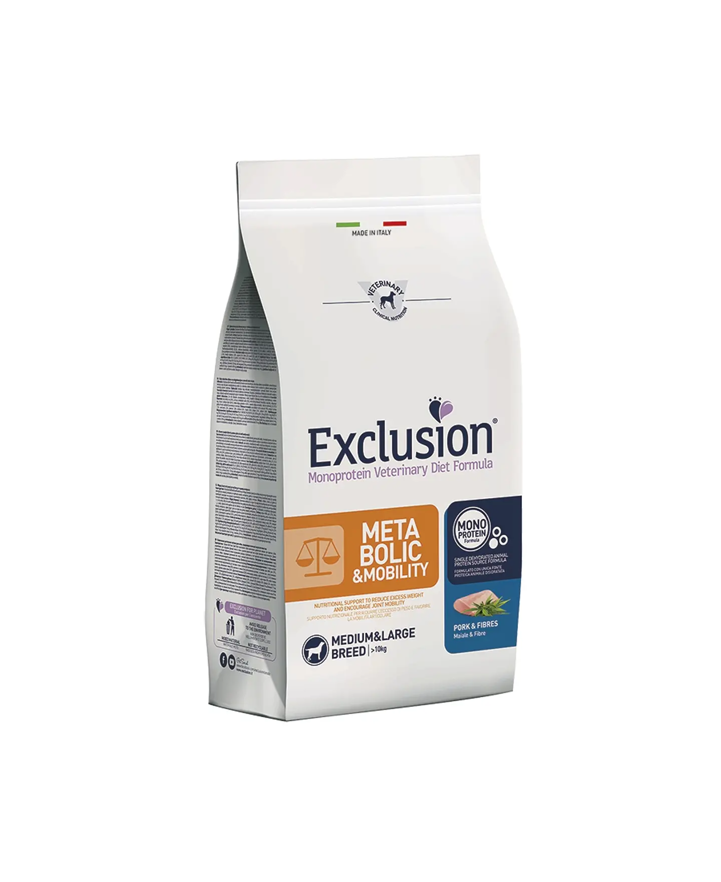 Exclusion Metabolic & Mobility Porco & Fibras Raça Média/Grande 12Kg 1