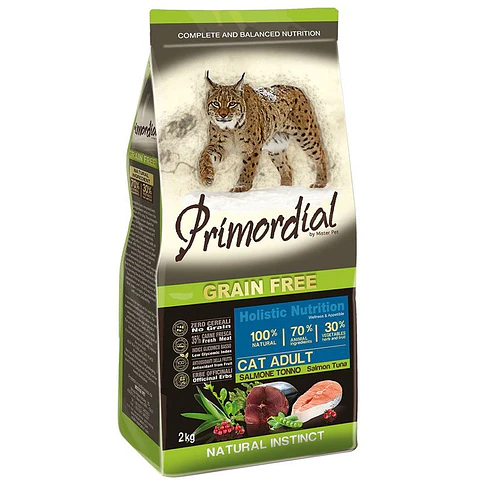 Primordial Sem Cereais Gato Adulto Salmão & Atum 2Kg