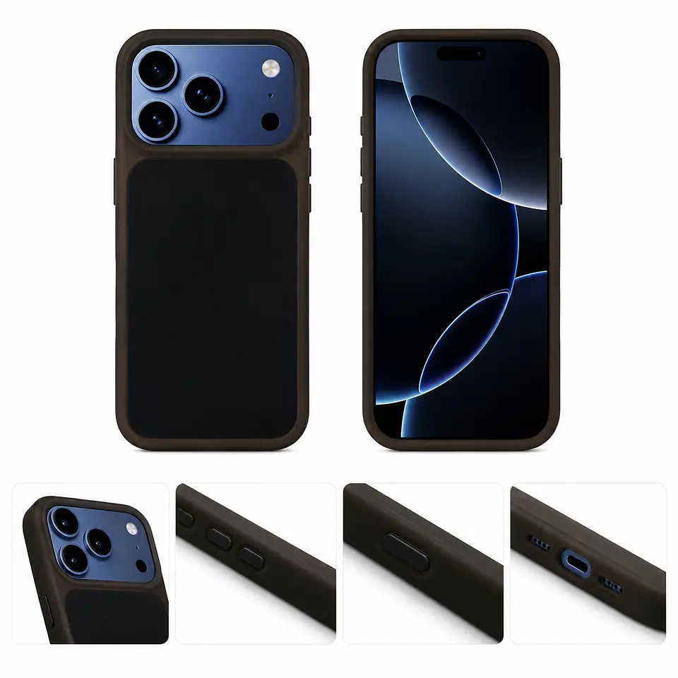 Clear Frame Silicone Case for iPhone — Coffee & Black 2