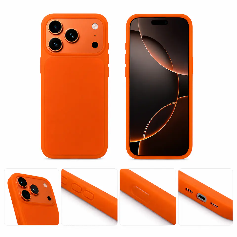 Clear Frame Silicone Case for iPhone — Orange   2