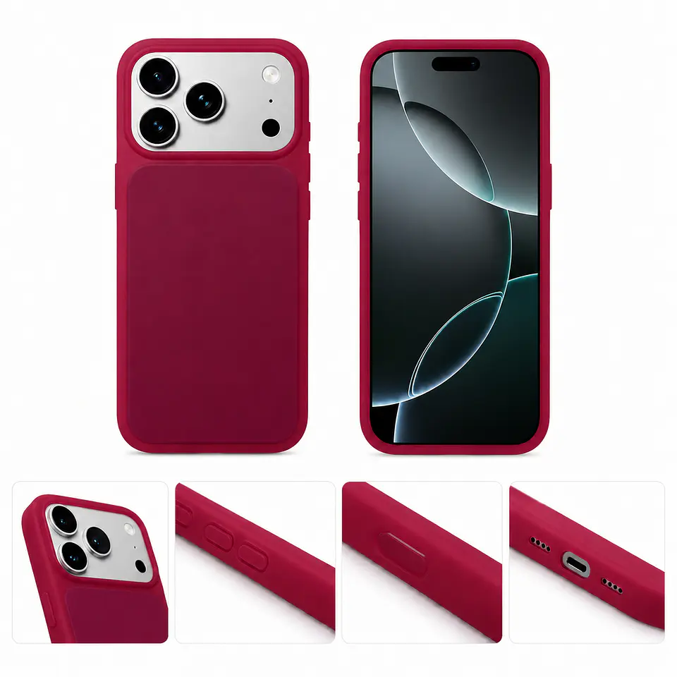 Clear Frame Silicone Case for iPhone — Burgundy 2