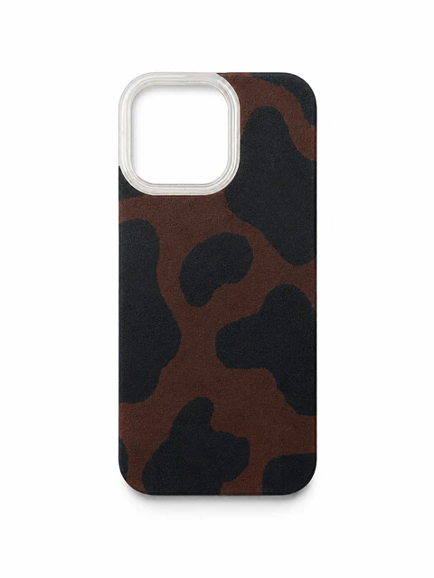 Suede Pattern Case for iPhone — Brown Cow Print