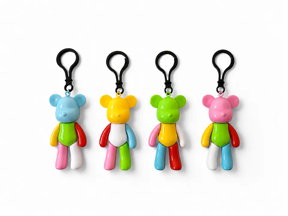 Rainbow Block Bear Keychain 2