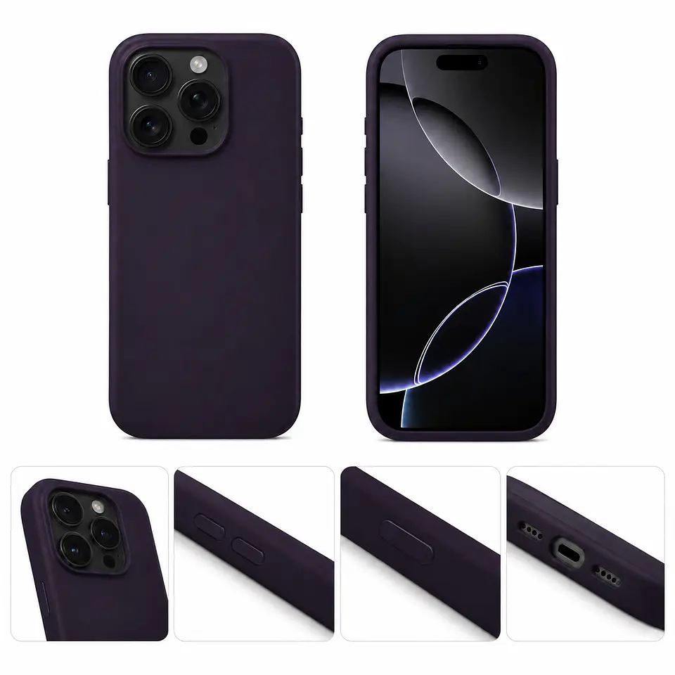Solid Silicone Case for iPhone 16 — Deep Purple 2